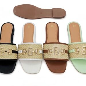 Angels Women's Slide Sandals - Black, White, Brown, Mint